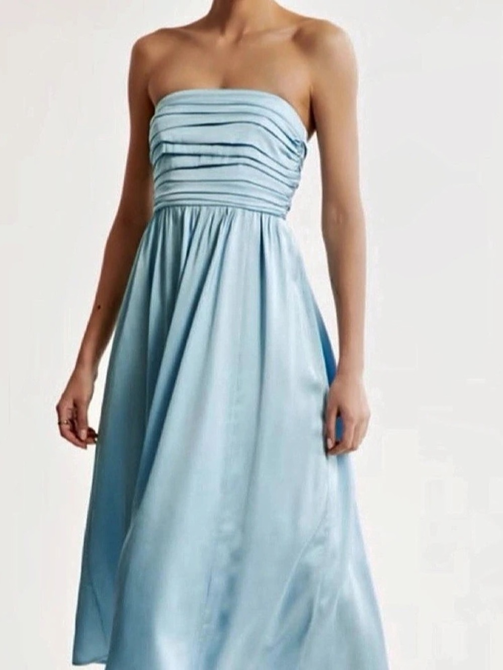 Abercrombie & Fitch Strapless Midi Dress Blue Small